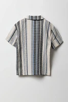 Boys Textured Striped Button-Up Top