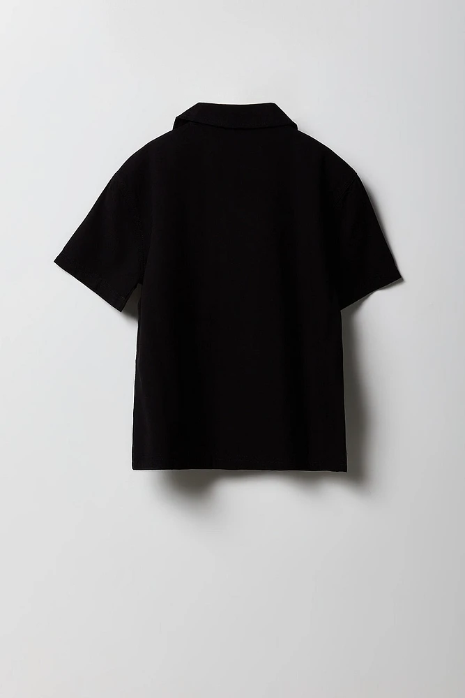 Boys Collared Boxy Button-Up Top