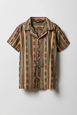 Haut boutonné texturé en tricot de jacquard rayé pour gaçon