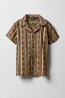 Haut boutonné texturé en tricot de jacquard rayé pour gaçon