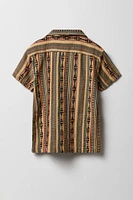 Haut boutonné texturé en tricot de jacquard rayé pour gaçon
