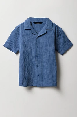 Boys Gauze Boxy Collared Top