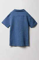 Boys Gauze Boxy Collared Top