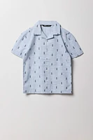 Boys Summer Print Button-Up Short Sleeve Top
