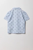 Boys Summer Print Button-Up Short Sleeve Top