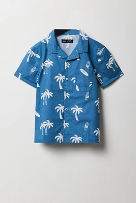 Boys Printed Poplin Button-Up Top