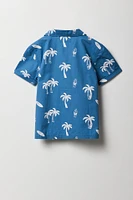 Boys Printed Poplin Button-Up Top