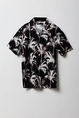 Boys Tropical Print Button-Up Top