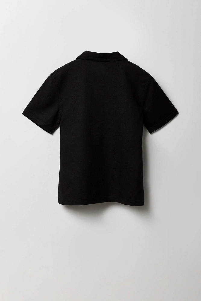 Boys Linen Collared Button-Up Top