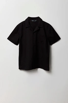 Boys Linen Collared Button-Up Top