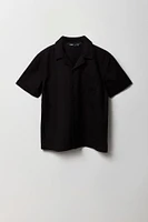 Boys Linen Collared Button-Up Top