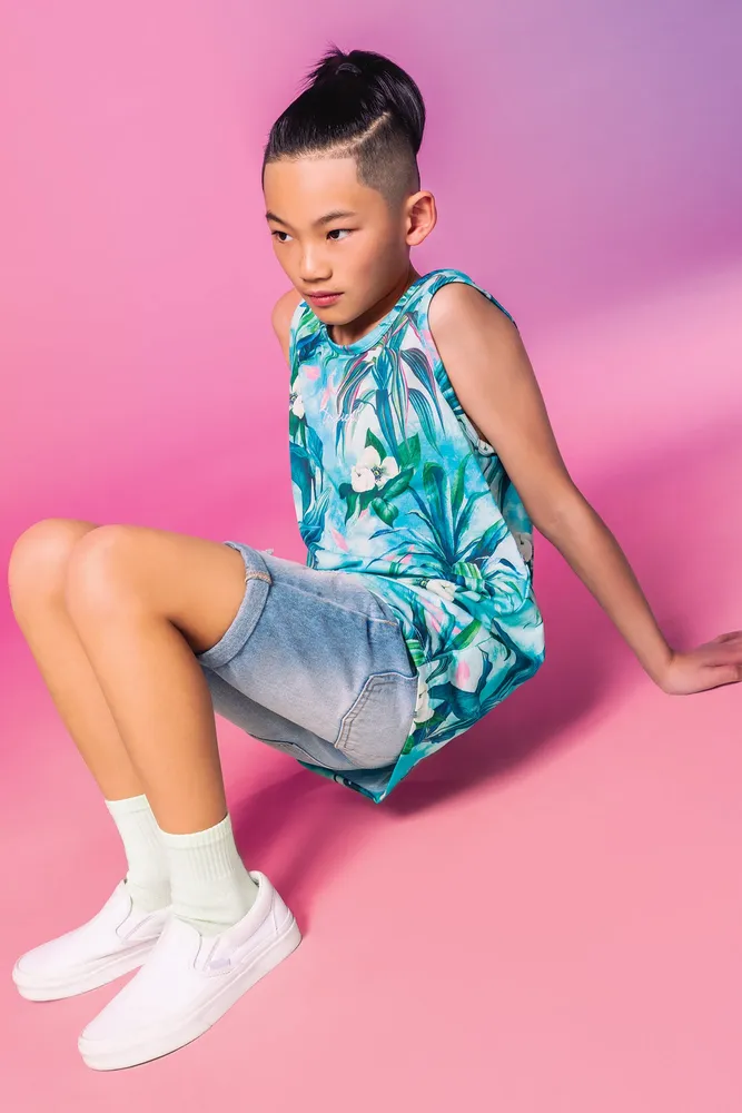 Boys Tropical Floral Print Tank Top