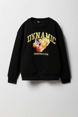 Boys Embroidered Graphic Fleece Sweatshirt