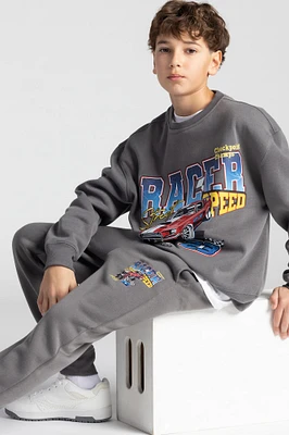 Kids Embroidered Graphic Fleece Sweatshirt