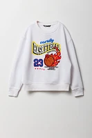 Boys Varsity Basketball Chenille Embroidered Graphic Fleece Sweatshirt