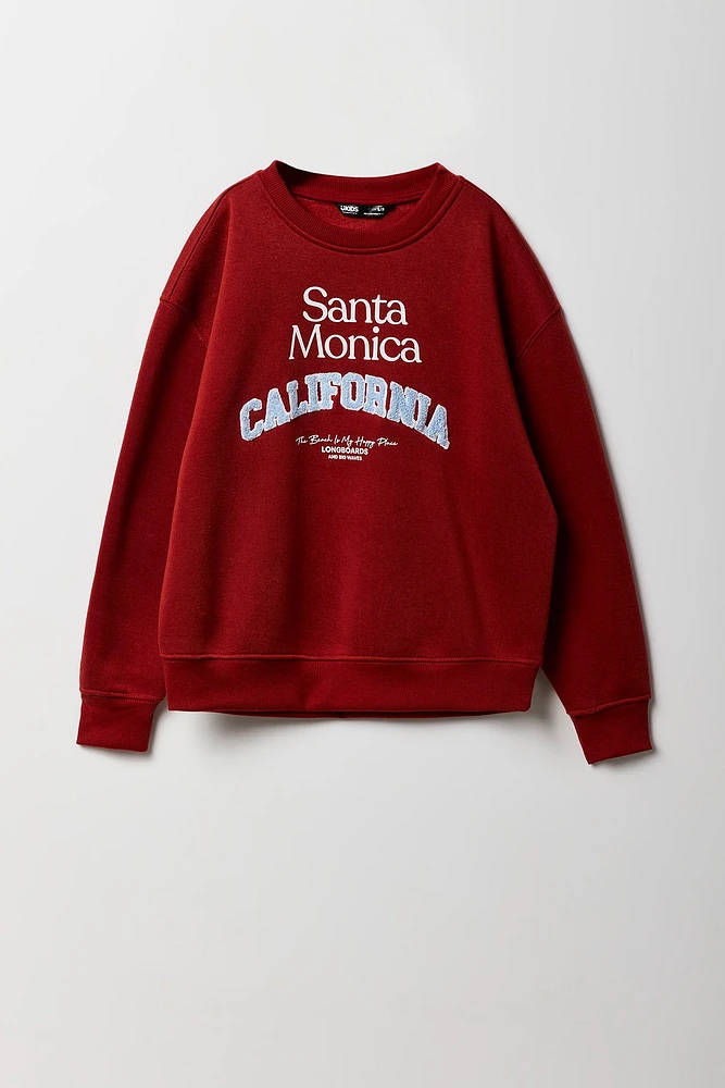 Boys Santa Monica Chenille Embroidered Graphic Fleece Sweatshirt