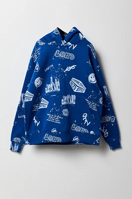 Boys New York Print Fleece Hoodie