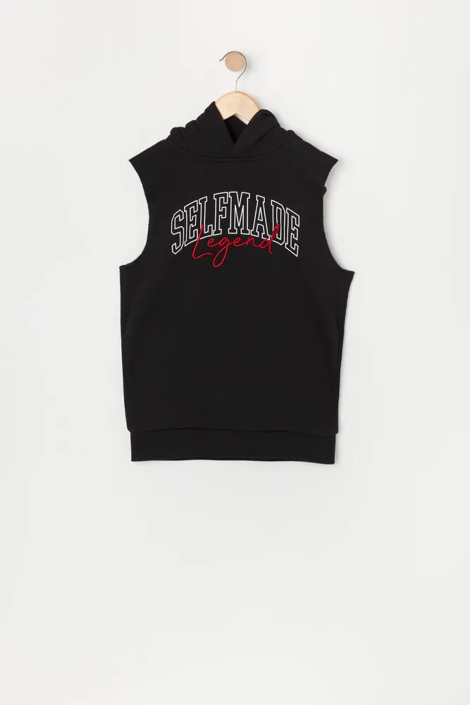 Boys Self Made Legend Embroidered Sleeveless Hoodie