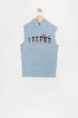 Boys Self Made Legend Chenille Embroidered Sleeveless Hoodie