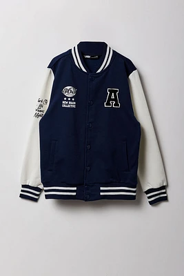 Kids Chenille Embroidered Fleece Varsity Jacket