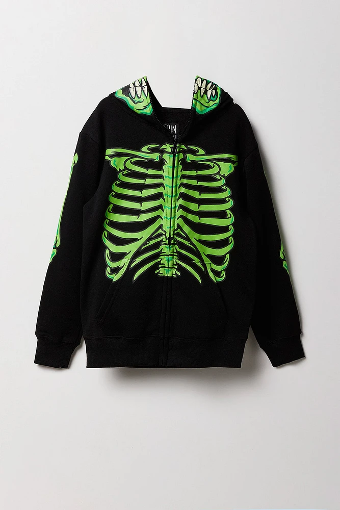 Boys Skeleton Print Full Zip Hoodie