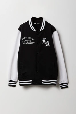 Boys City Graphic Fleece Varsity Jacket