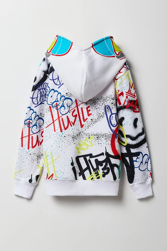 Boys Graffiti Print Full Zip Hoodie