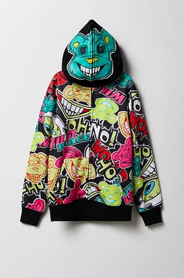 Boys Bear Print Full Zip Hoodie