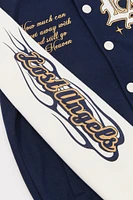 Kids Embroidered Graphic Fleece Varsity Jacket