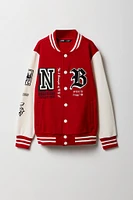 Blouson de style universitaire en molleton avec motif brodé pour enfants