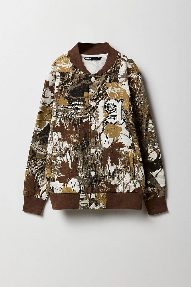 Blouson de style universitaire en molleton avec motif brodé pour enfants