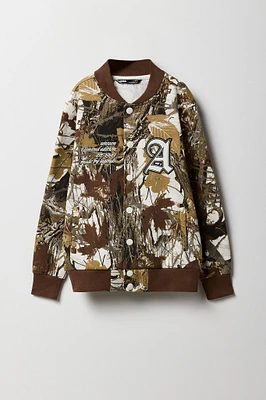 Blouson de style universitaire en molleton avec motif brodé pour enfants