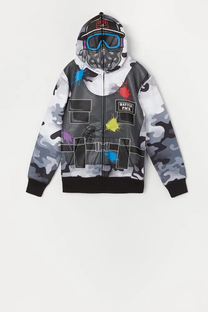 Boys Paintball Print Full Zip Hoodie