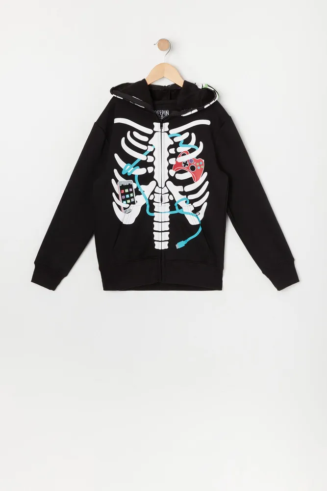 Full-Zip Skeleton Graphic Hoodie