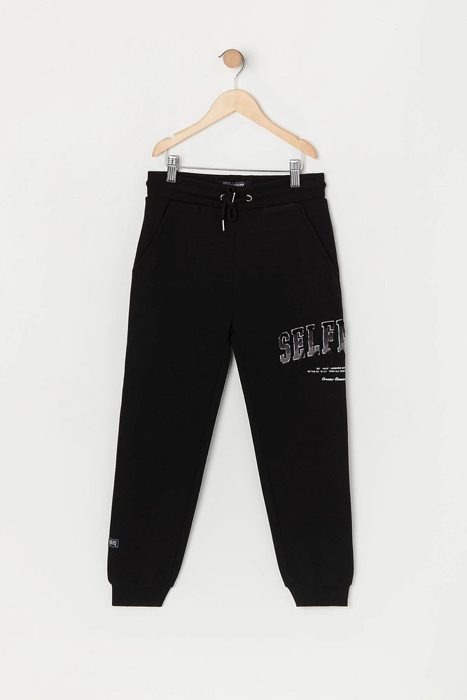 Boys Self Made Chenille Embroidered Jogger