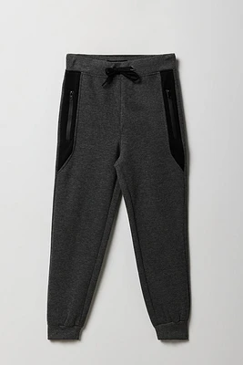 Jogger en molleton avec blocs de couleurs et poches à fermeture glissière pour enfants