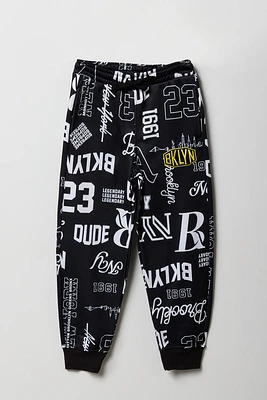 Boys Brooklyn Embroidered Print Fleece Jogger