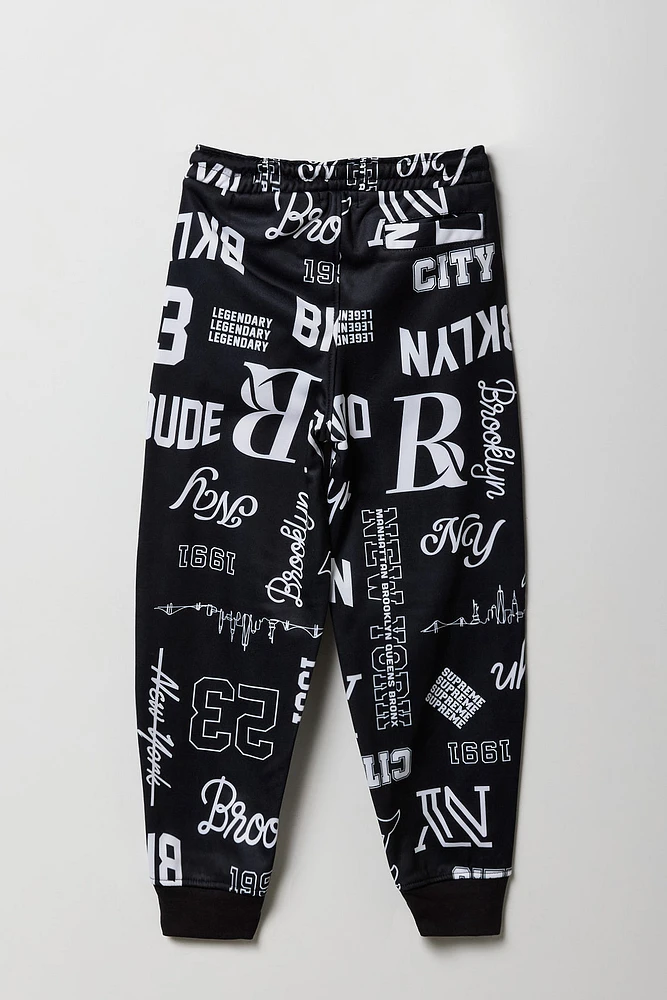 Boys Brooklyn Embroidered Print Fleece Jogger