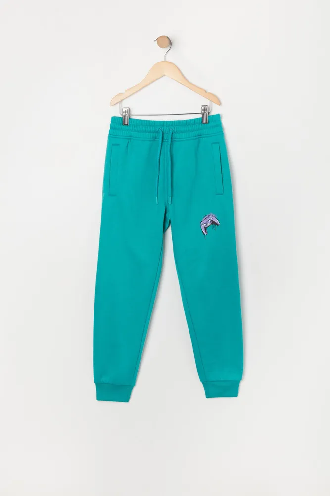 Gender-Neutral Fleece Cinched Graphic Jogger Sweatpants for Kids