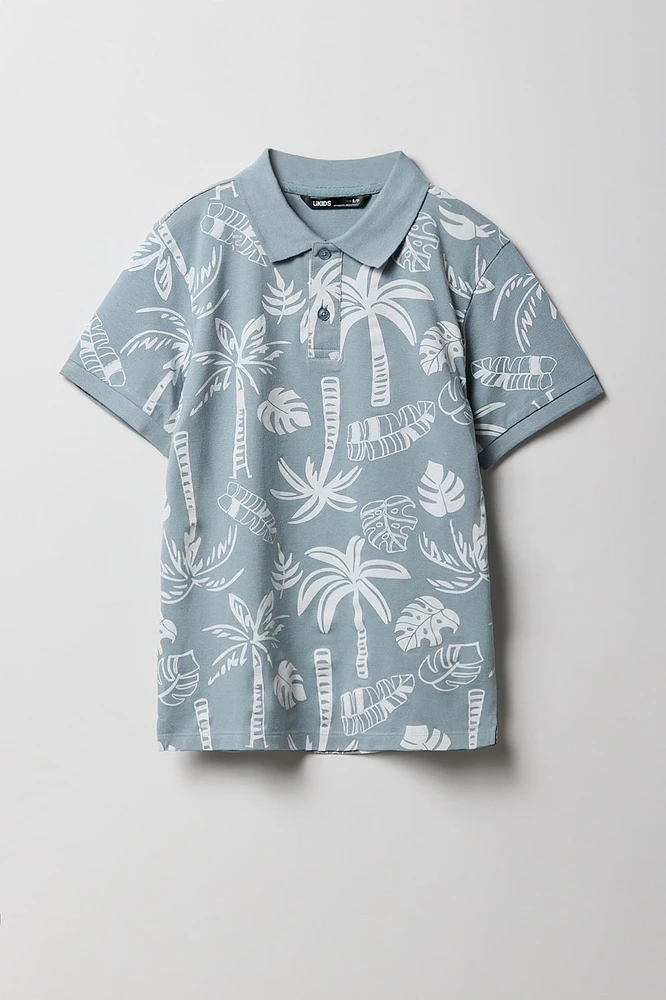 Boys Tropical Printed Polo Top