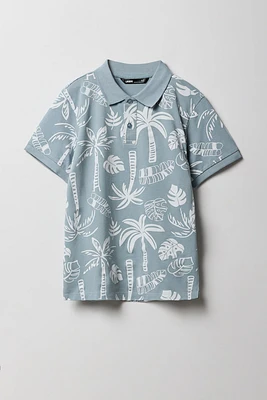 Boys Tropical Printed Polo Top