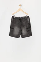 Boys Denim Drawstring Cargo Short