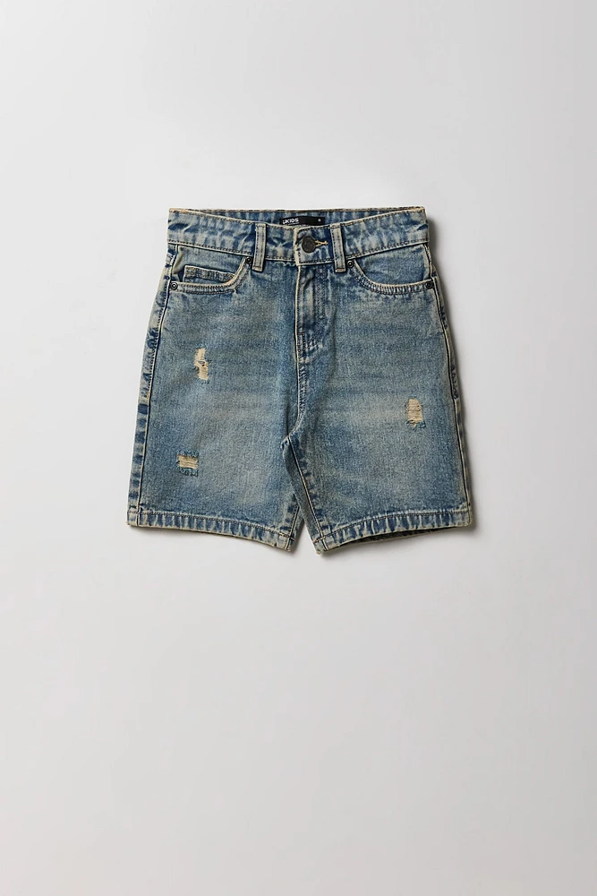 Short en denim d'aspect usé pour garçon