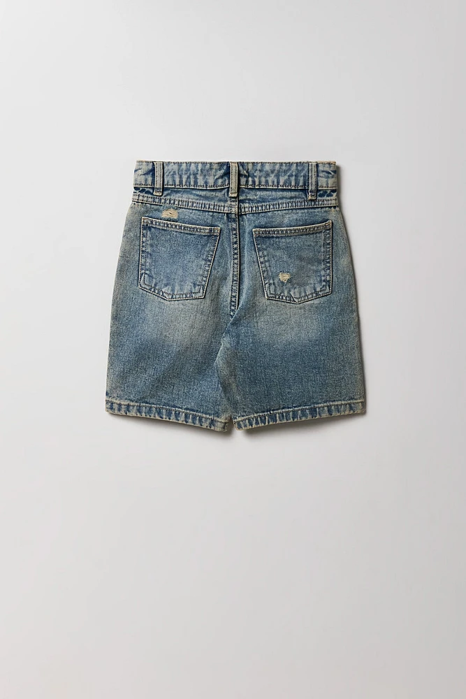 Short en denim d'aspect usé pour garçon