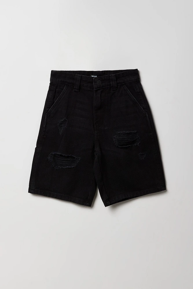 Short ample en denim d'aspect usé pour garçon