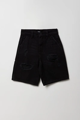Short ample en denim d'aspect usé pour garçon
