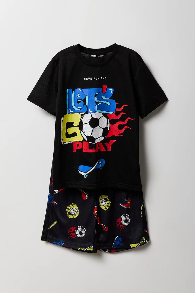 Boys Graphic T-Shirt & Printed Short 2 Piece Pajama Set