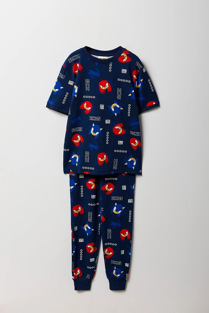 Boys Sonic & Knuckles T-Shirt Jogger 2 Piece Pajama Set