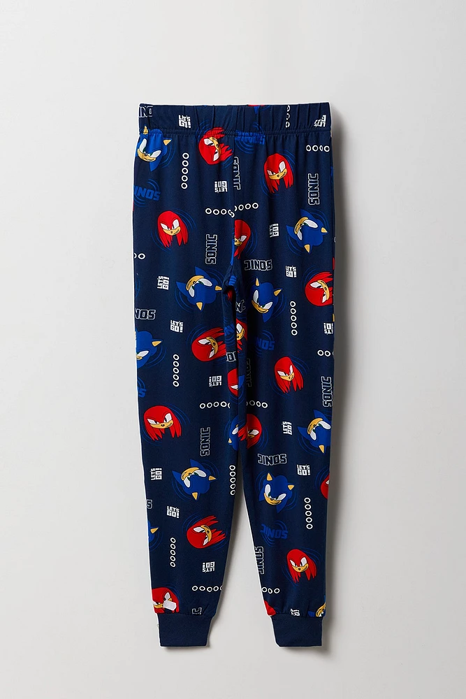 Boys Sonic & Knuckles T-Shirt Jogger 2 Piece Pajama Set