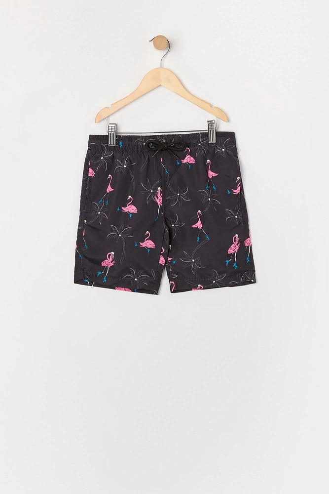 Boys Flamingo Print Board Short